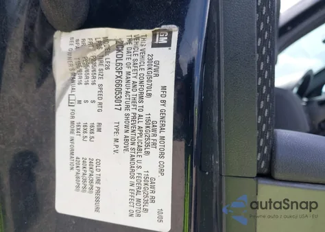 2006 Pontiac Torrent из США, поврежденный, VIN 2CKDL63FX66053017